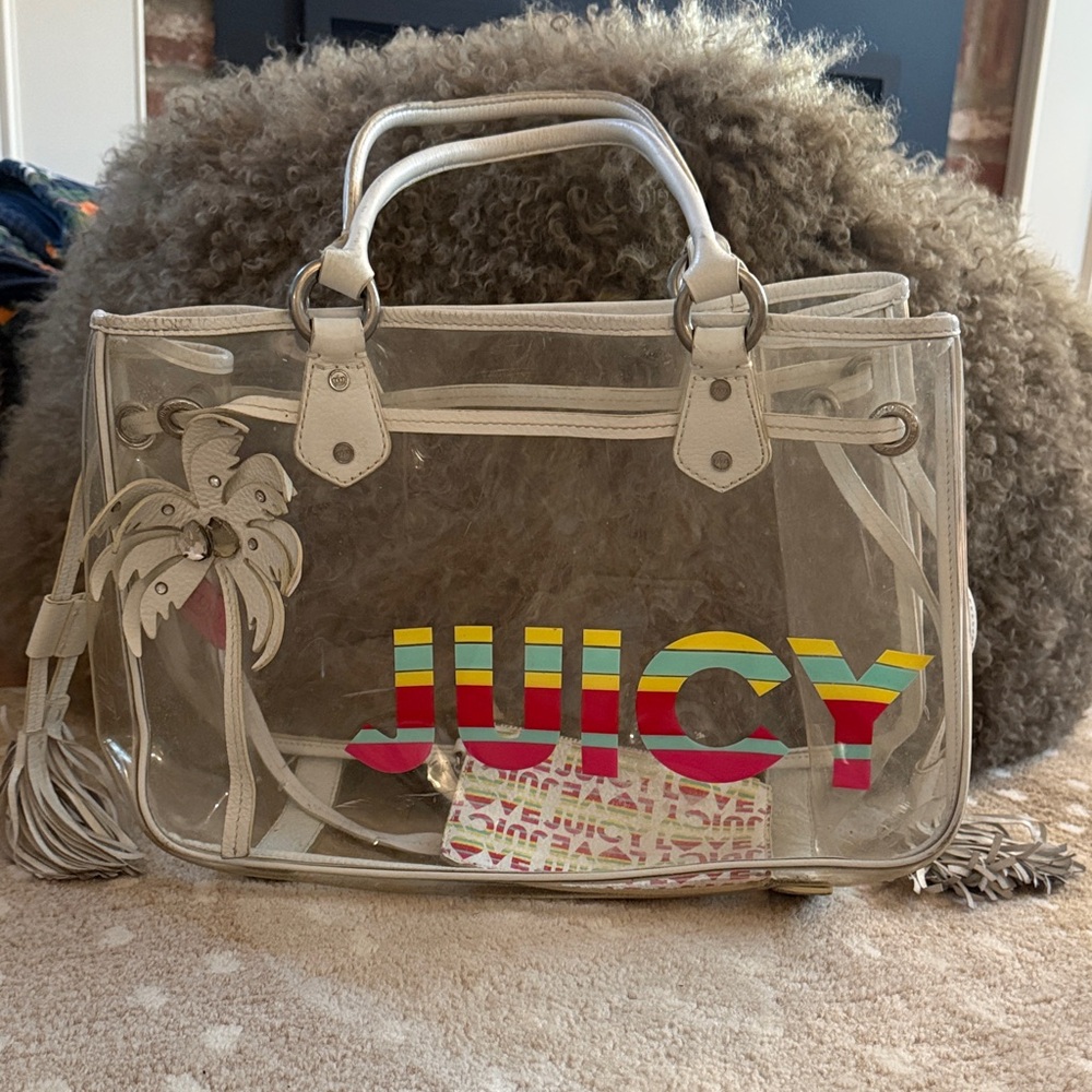 Juicy Couture Transparent Tote with Multicolor Logo